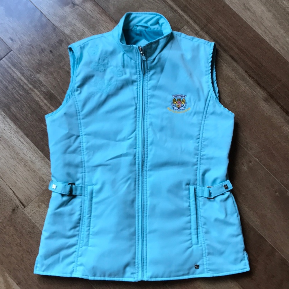 Insulated aqua blue vest, lightweight polyester, 8